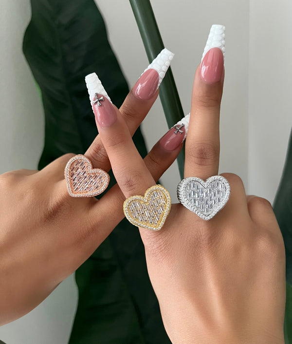 Baguette Heart Ring (Silver 6,7,8 Ships Same Day)