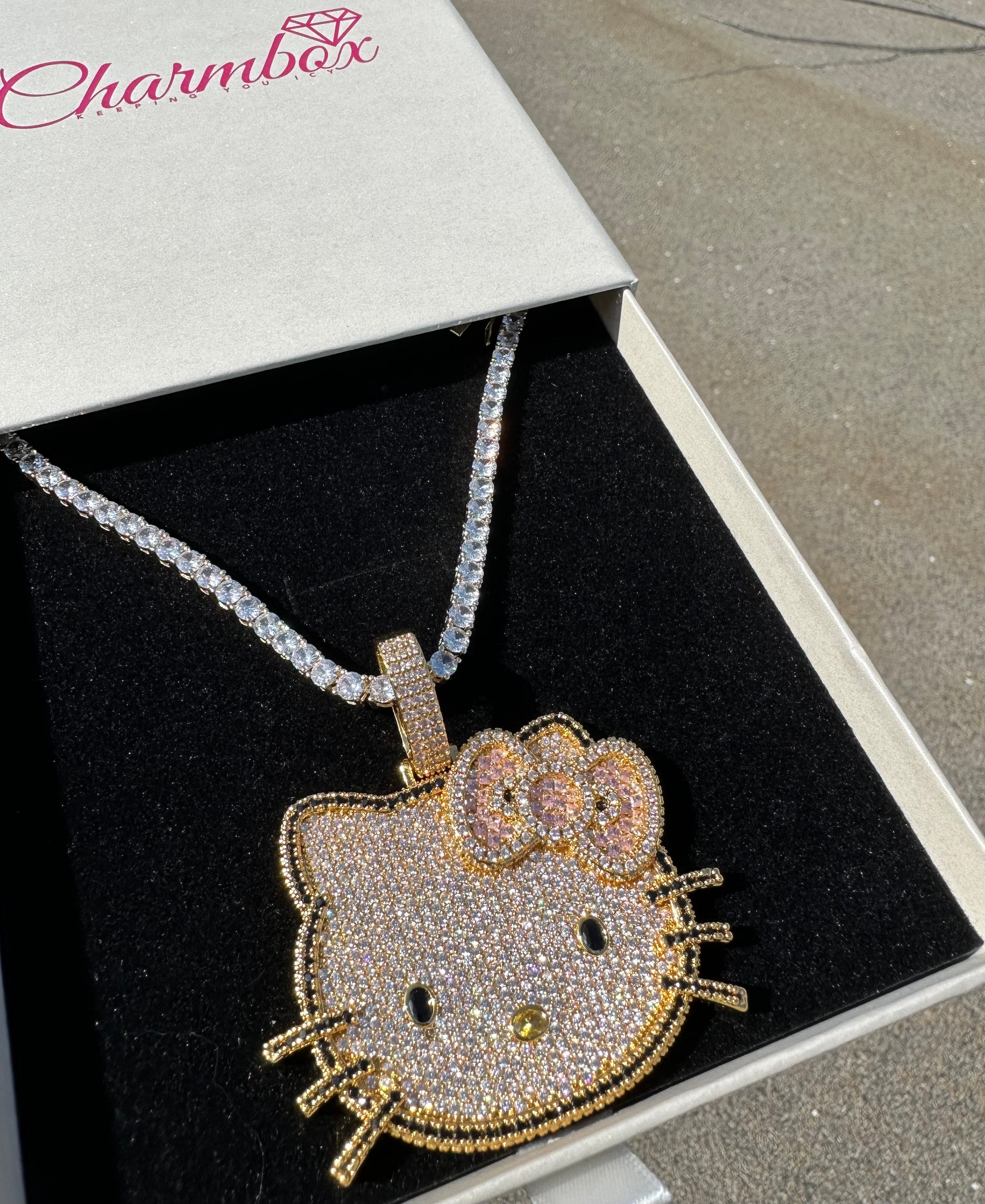 Amazon.com: Hello Kitty Sanrio Womens Lab Created Diamond Bow Necklace 18