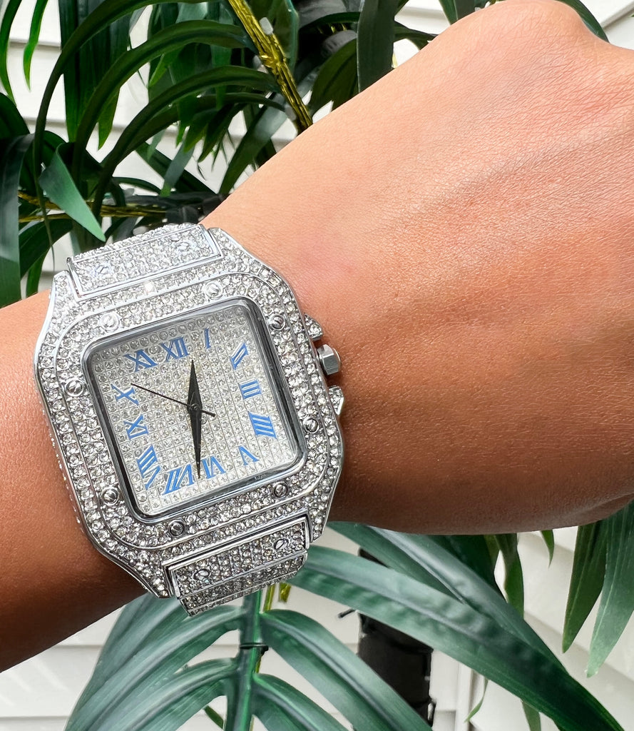 Iced Out Square Face Watch (Ships By 9/29)