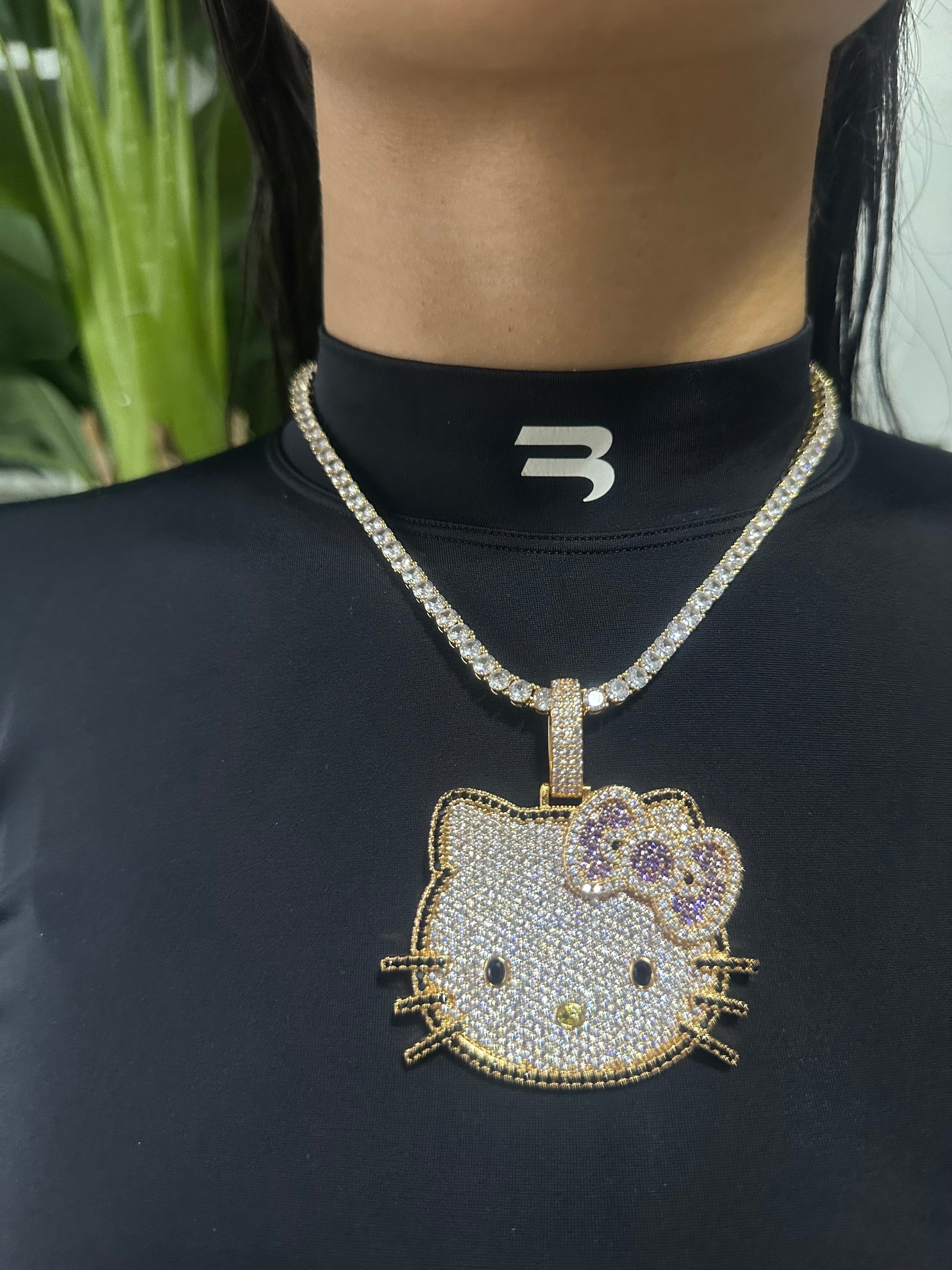 925sterling silver women hello kitty pendant + chain necklace premium grade  crystal moissanite diamonds from Australia lenght 46+5cm adjustable with  gift boxs and polishing cloth provided, Women's Fashion, Jewelry &  Organisers, Necklaces