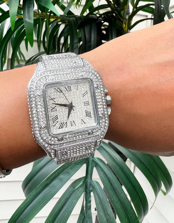 Iced Out Square Face Watch (Ships Same Day)