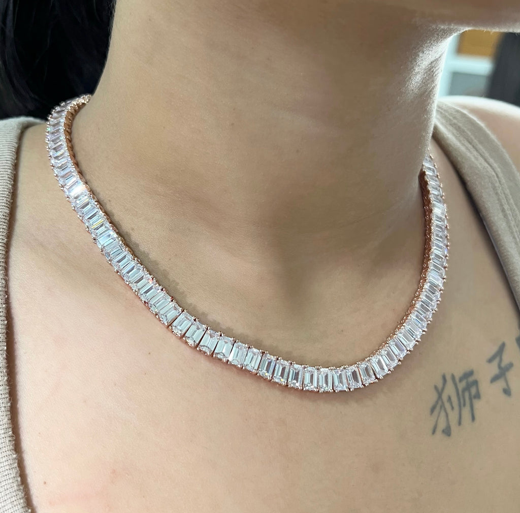 Baguette Tennis Necklace  (Ships Same Day)
