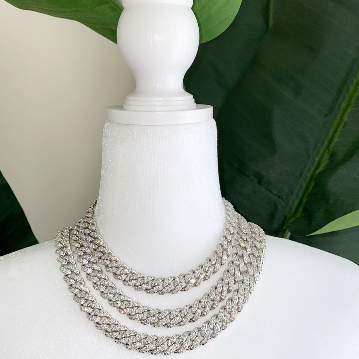 Cuban Glitz Necklace Silver 16 18 ships same day CharmBox